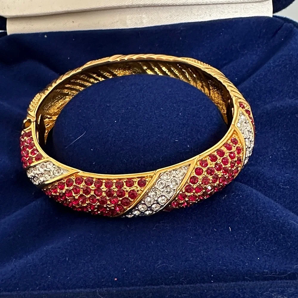Camrose & Kross Jacqueline BouvierGold-Tone Bracelet with Red and Clear Crystals